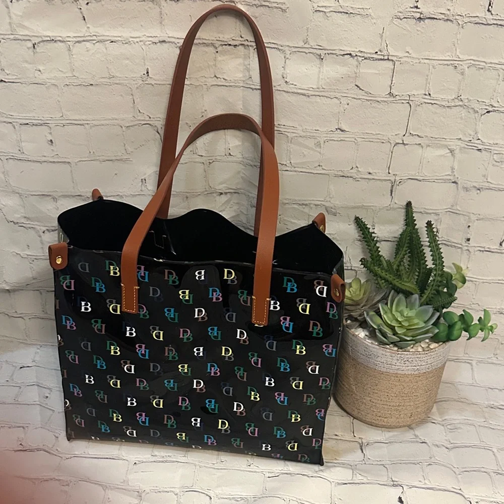 Dooney & Bourke Black Multi Monogram IT medium shopper - Picture 1 of 12